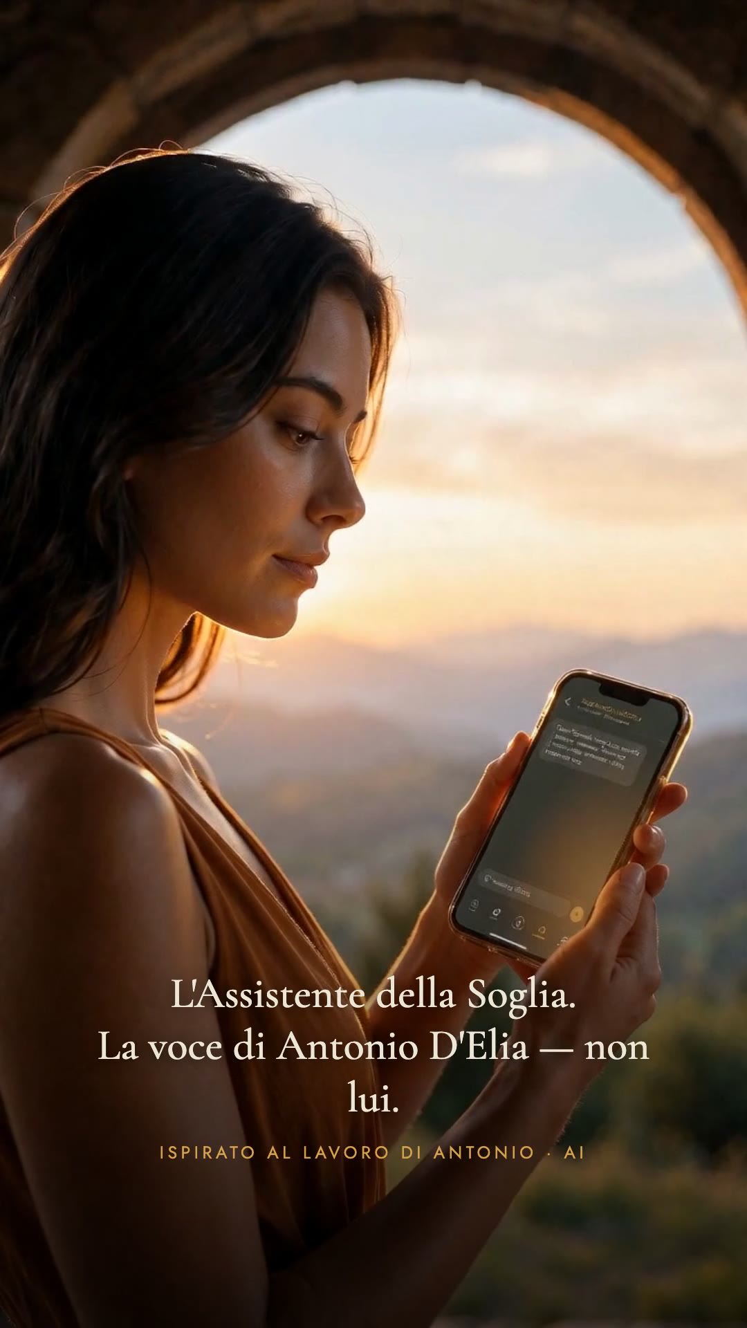 L'Assistente della Soglia — una donna scrive all'assistente al tramonto