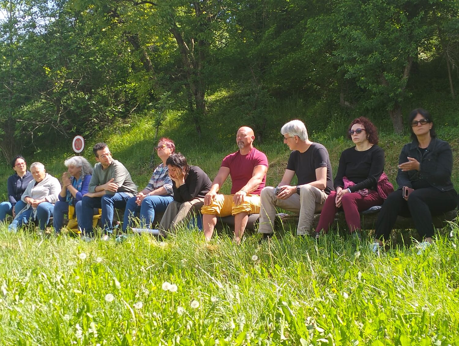 Cerchio in meditazione nel prato